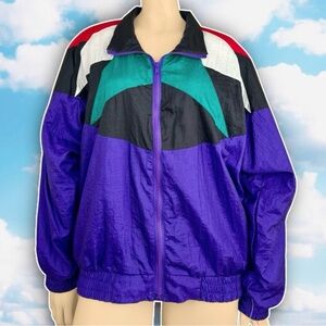 NWT ACTIVE EXPOSURE Deadstock 90s Vintage Parachute Nylon Colorblock Windbreaker